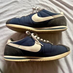 Nike Cortez Basic Nylon Men's Size 9 US 317249-413 Navy Blue White Suede Shoe